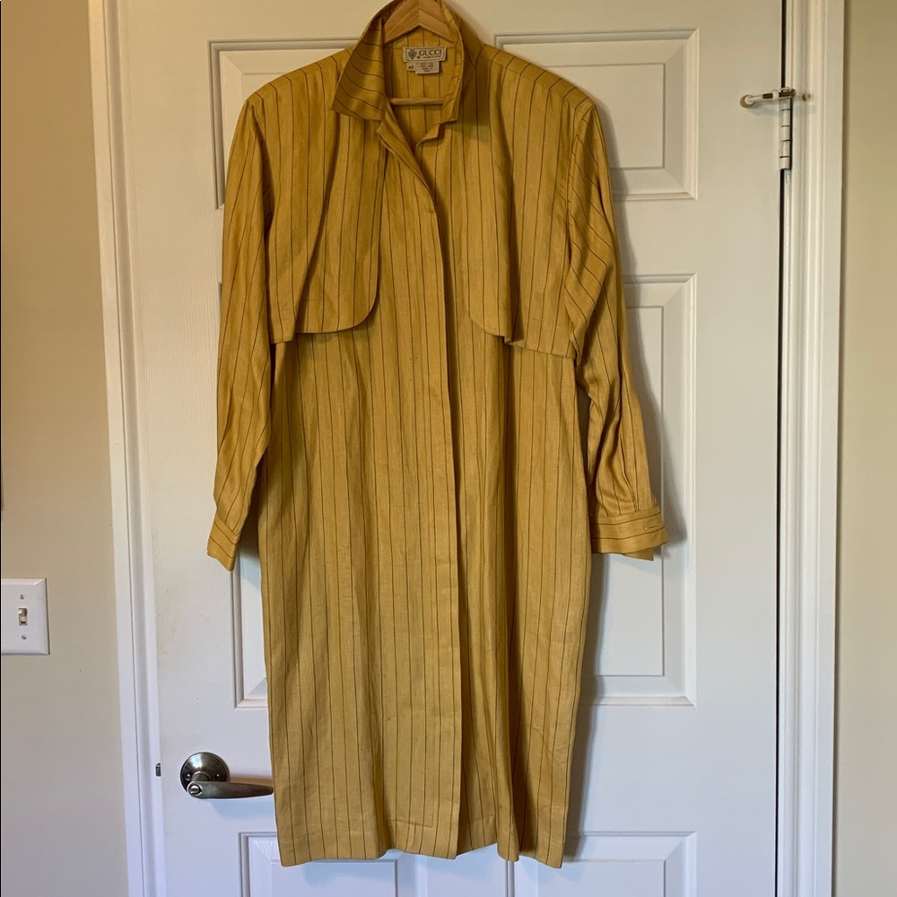 Vintage Gucci Linen Pinstripe Coat Dress IT 42 US 6